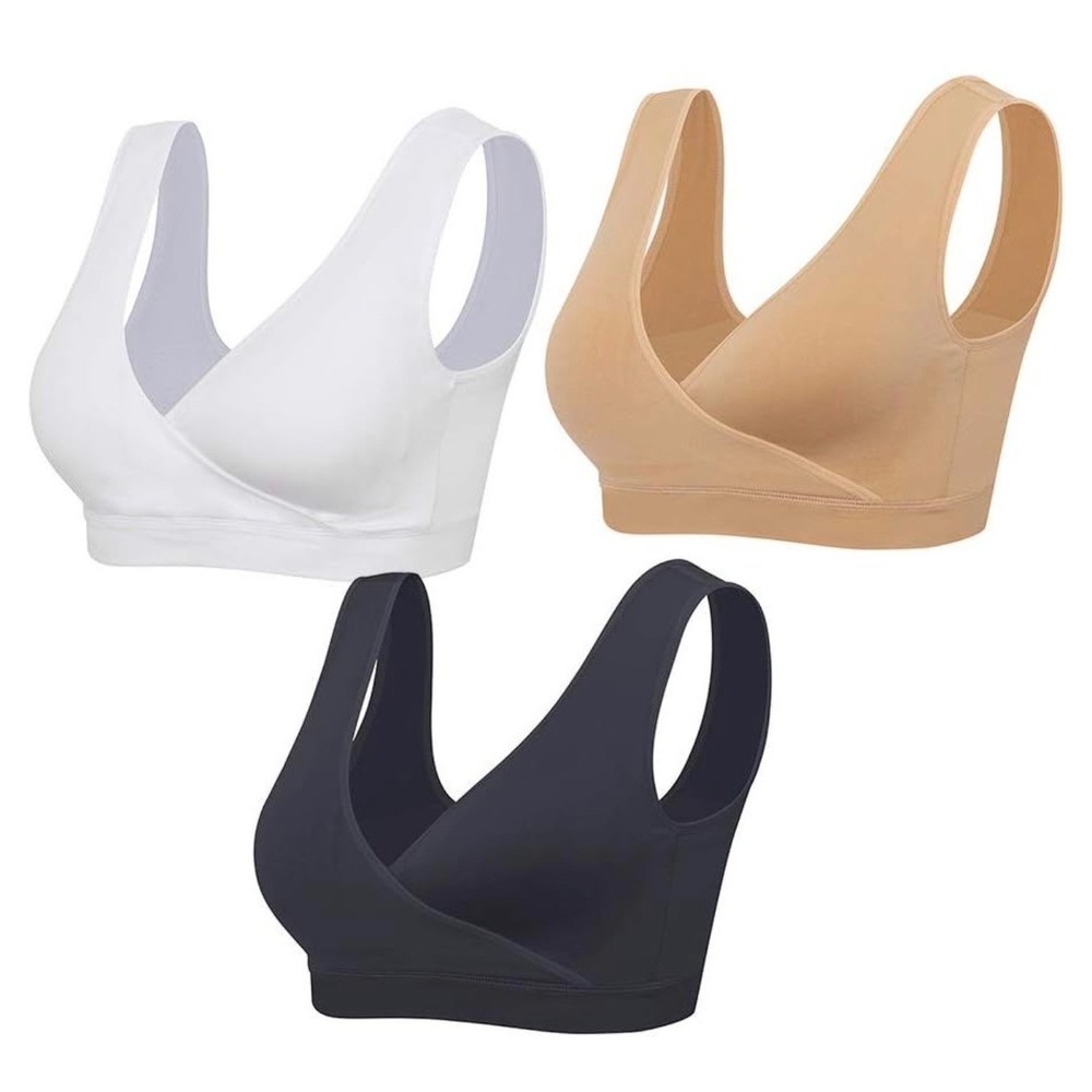 Lemef 3 Pack Nursing Sleep Bras Wirefree‎ Maternity Breastfeeding Medium Multi